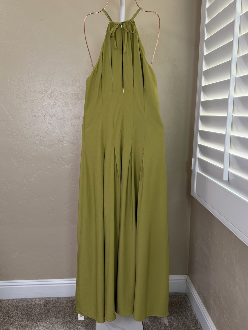 Commense Chartreuse Green Twist Front Halter Maxi Dress Small NWT Front Slit - Picture 8 of 11